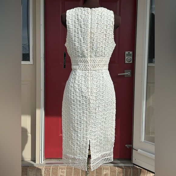 NWT TAHARI s8 ivory sheath dress-made exclusively for NEIMAN MARCUS-Macrame’ - Picture 2 of 11